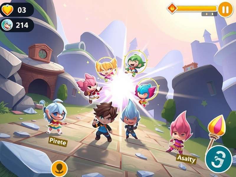 Sparkling Holi Charge gameplay screenshot showing colorful characters and environments